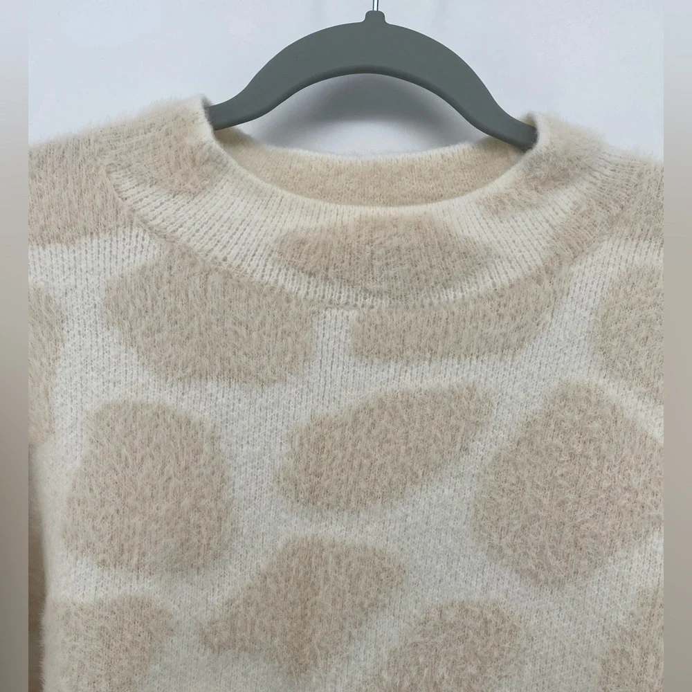 Ann‎ Taylor | Giraffe Jacquard Print Midi Chunky Crewneck Sweater | Sz Medium |